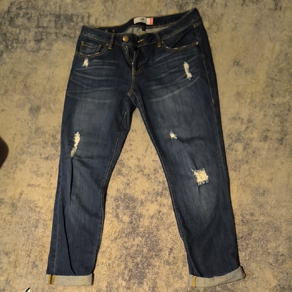 CAbi | Indigo Boyfriend Jeans with Distressed Accents